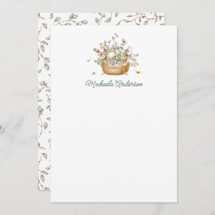 Simple Modern Botanical Flowers & Leaves Elegant Card