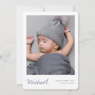 Simple Modern Boy or Girl Custom Photo Birth Announcement