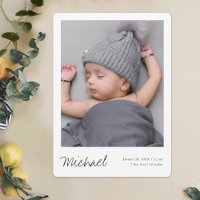 Simple Modern Boy or Girl Custom Photo Birth