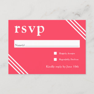 Simple Modern Bright Coral Wedding RSVP Enclosure Card