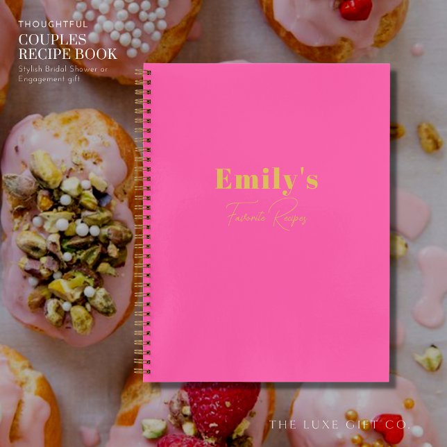 Simple Modern Bright Pink and Gold Custom Recipe Notebook (Creator Uploaded)