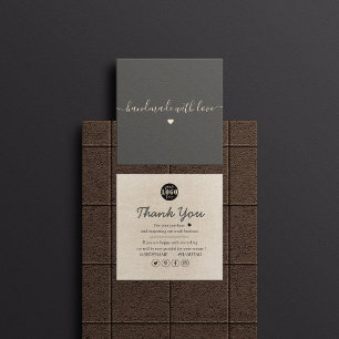 Simple Modern Brown Smooth Thank You  Square Business Card