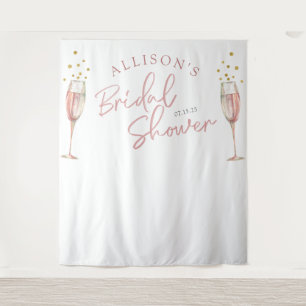Simple modern brunch and bubbly bridal backdrop tapestry