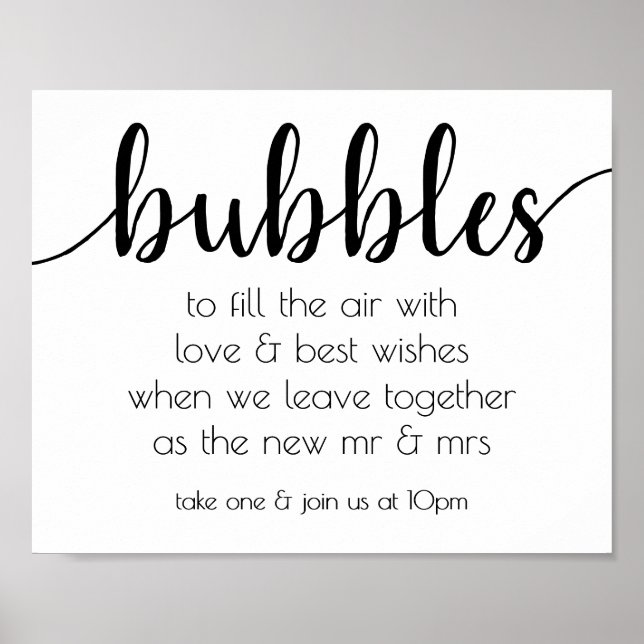 Simple Modern Bubbles | Black Script Party Event Poster (Front)