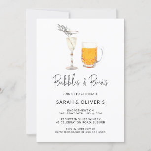 Simple Modern Bubbles & Brews Engagement Invitation