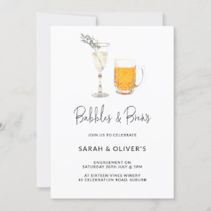 Simple Modern Bubbles & Brews Engagement Photo Inv Invitation