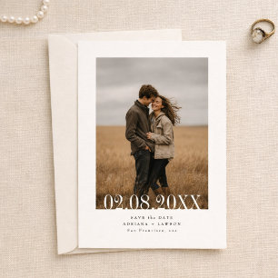 Simple Modern Budget Wedding Bold Date Photo Save The Date