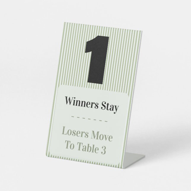 Simple Modern Bunco Table One Card Set  Pedestal Sign (Front)