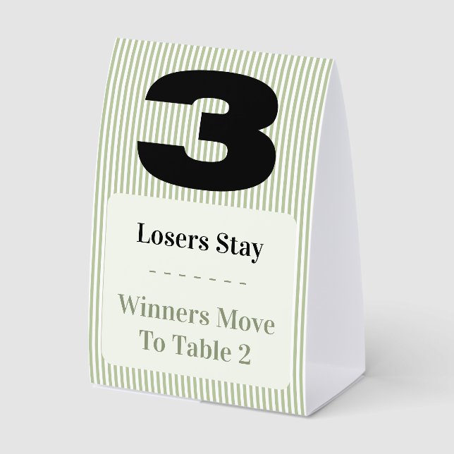 Simple Modern Bunco Table Three Card Set  (Front)