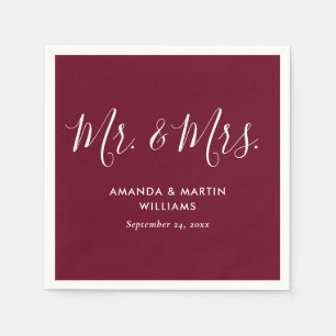 Simple Modern Burgundy Script Wedding Napkin