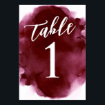 Simple Modern Burgundy Watercolor Table Number<br><div class="desc">These Simple Modern Burgundy Watercolor cards will make the perfect addition to your event tables. The watercolor gives a pop of design,  but keeping a modern look. This table number design is perfect for those who love elegant deep colour palettes.</div>