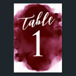Simple Modern Burgundy Watercolor Table Number<br><div class="desc">These Simple Modern Burgundy Watercolor cards will make the perfect addition to your event tables. The watercolor gives a pop of design,  but keeping a modern look. This table number design is perfect for those who love elegant deep colour palettes.</div>