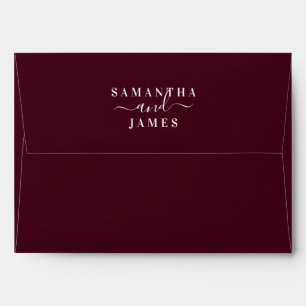 Simple Modern Burgundy Wedding Envelope