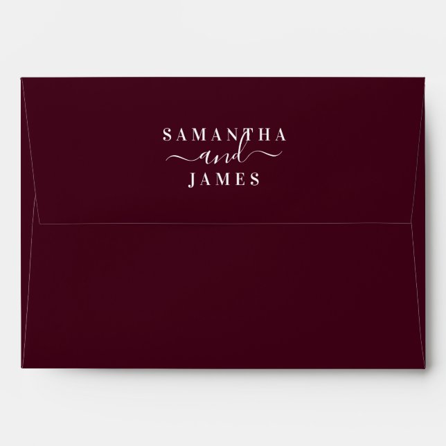 Simple Modern Burgundy Wedding Envelope (Back (Top Flap))