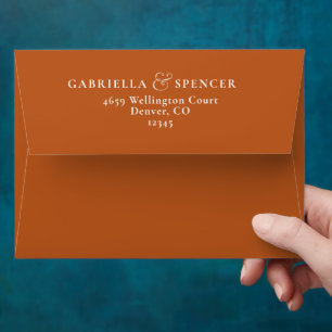 Simple Modern Burnt Orange Wedding Envelope