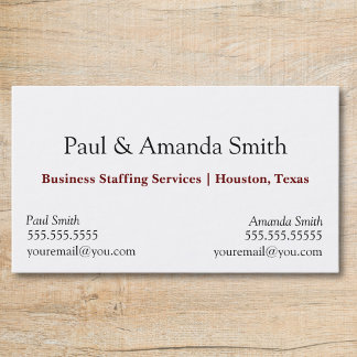 Simple Modern Business Card With 2 Names & Contact