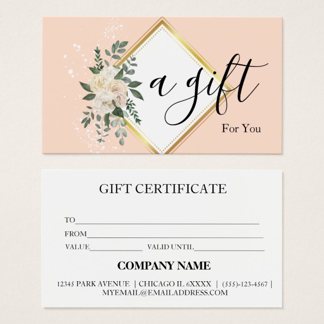 Simple & Modern Business Gift Certificate (Front & Back)