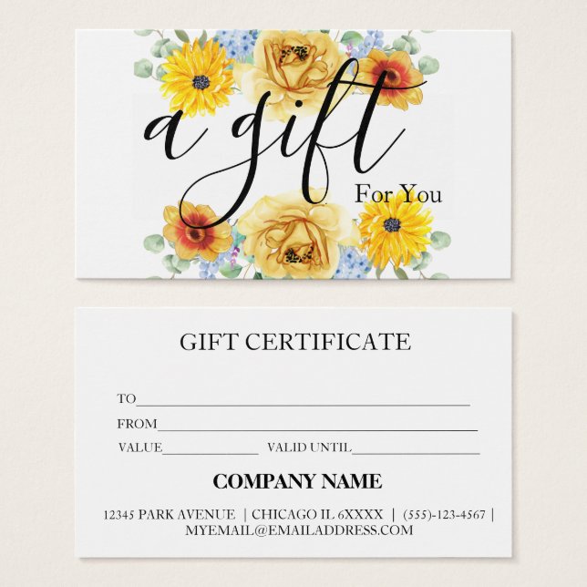 Simple & Modern Business Gift Certificate (Front & Back)