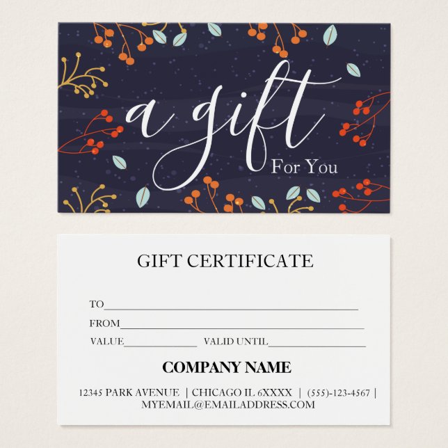 Simple & Modern Business Gift Certificate (Front & Back)