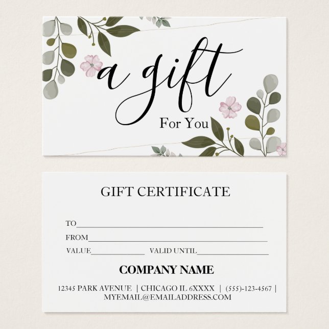 Simple & Modern Business Gift Certificate (Front & Back)