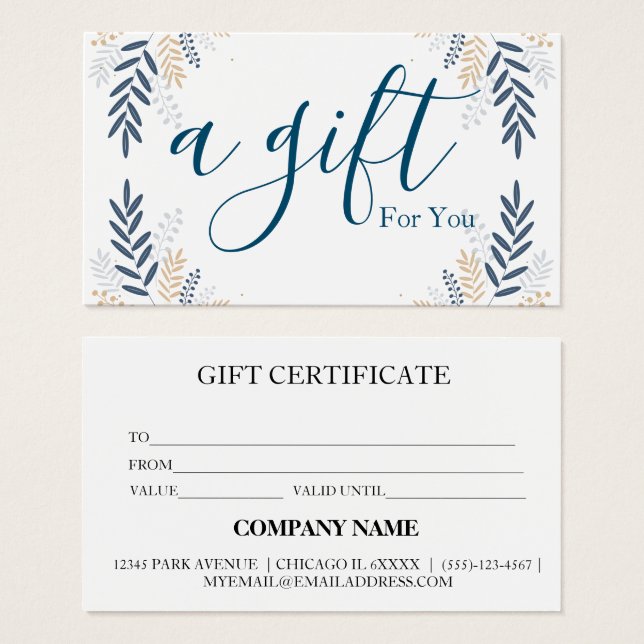Simple & Modern Business Gift Certificate (Front & Back)