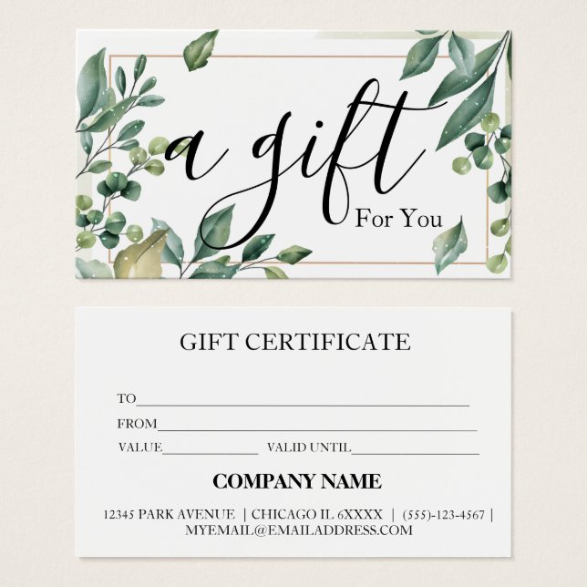 Simple & Modern Business Gift Certificate (Front & Back)