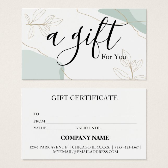 Simple & Modern Business Gift Certificate (Front & Back)