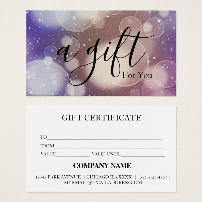 Simple & Modern Business Gift Certificate (Front & Back)