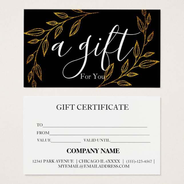 Simple & Modern Business Gift Certificate (Front & Back)
