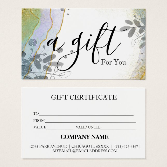 Simple & Modern Business Gift Certificate (Front & Back)