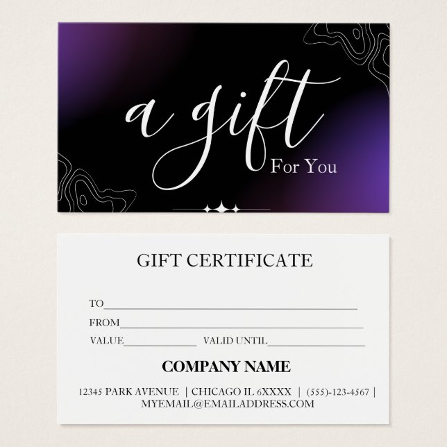 Simple & Modern Business Gift Certificate (Front & Back)