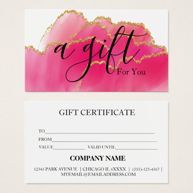 Simple & Modern Business Gift Certificate (Front & Back)