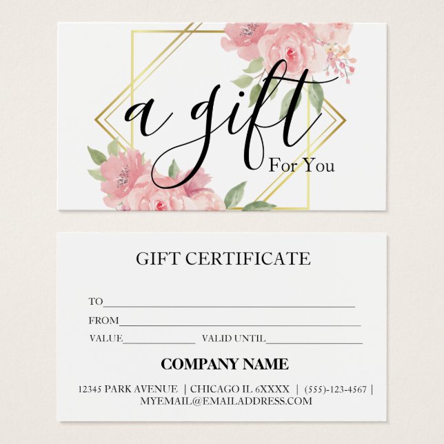Simple & Modern Business Gift Certificate (Front & Back)