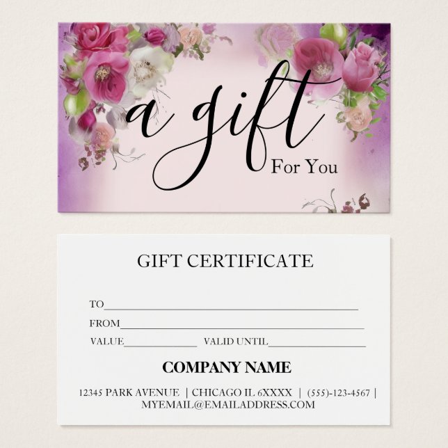 Simple & Modern Business Gift Certificate (Front & Back)