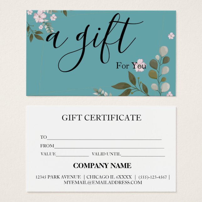 Simple & Modern Business Gift Certificate (Front & Back)