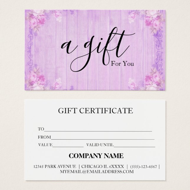 Simple & Modern Business Gift Certificate (Front & Back)