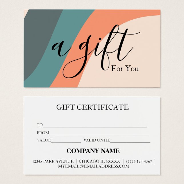 Simple & Modern Business Gift Certificate (Front & Back)