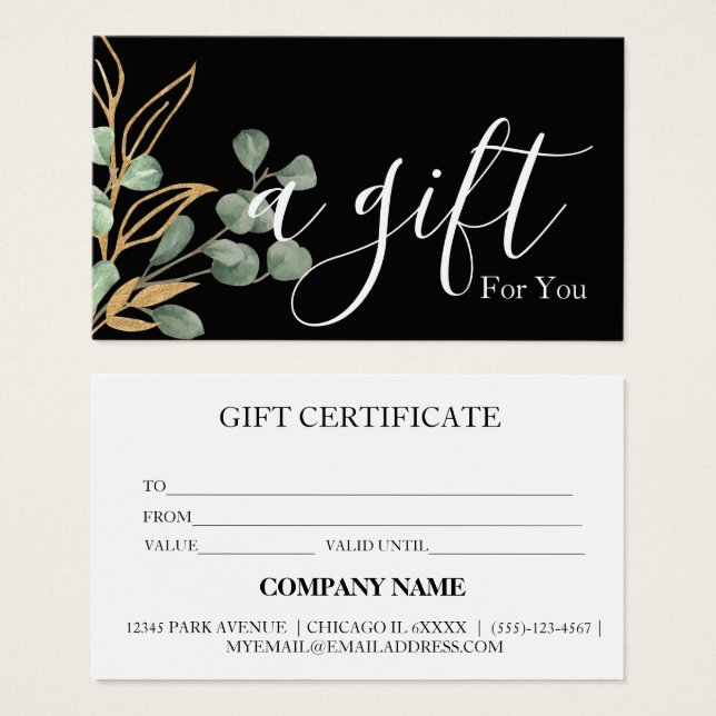 Simple & Modern Business Gift Certificate (Front & Back)