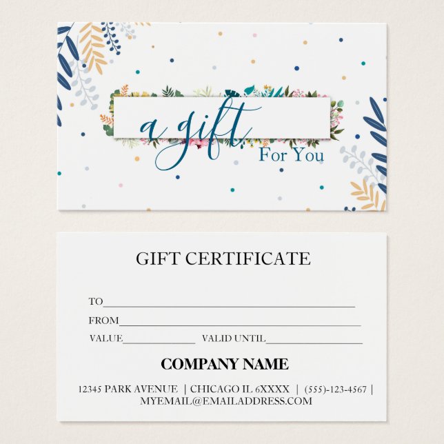 Simple & Modern Business Gift Certificate (Front & Back)