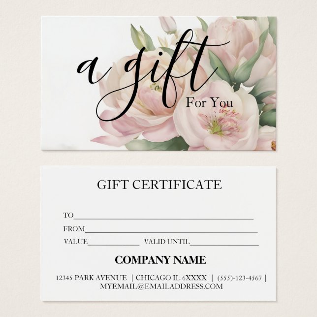Simple & Modern Business Gift Certificate (Front & Back)