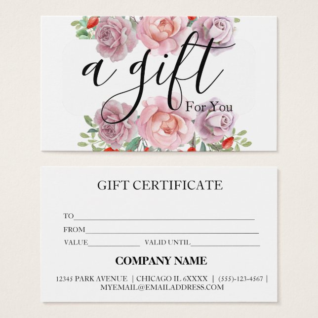 Simple & Modern Business Gift Certificate (Front & Back)
