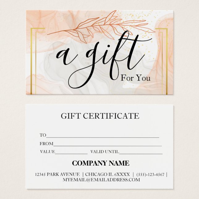 Simple & Modern Business Gift Certificate (Front & Back)