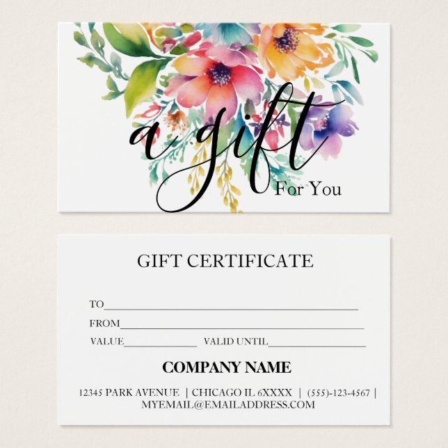 Simple & Modern Business Gift Certificate (Front & Back)