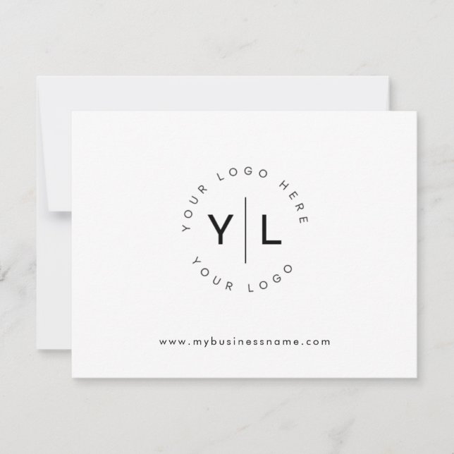 Simple Modern Business Logo Black White Thank You Card (Front)