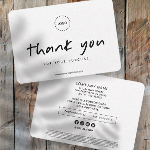 Simple Modern Business Logo Promo Coupon Thank You Card