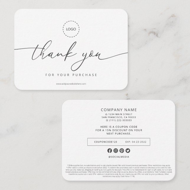 Simple Modern Business Promo Coupon Ad Campaign Calling Card (Front/Back)