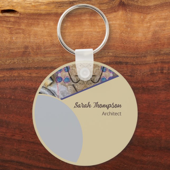 Simple Modern Business Promotional QR Code Logo Key Ring (Front)