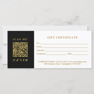 Simple Modern Business QR Code Gift Certificate