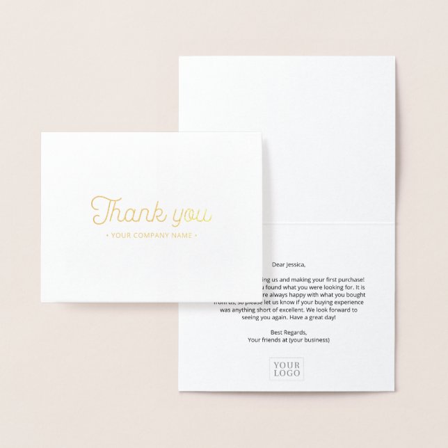 Simple Modern Business Thank you Gold Foil Card (Display)