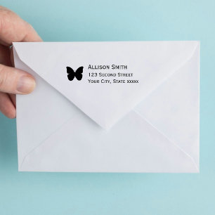 Simple Modern Butterfly Black Address Self-inking Stamp